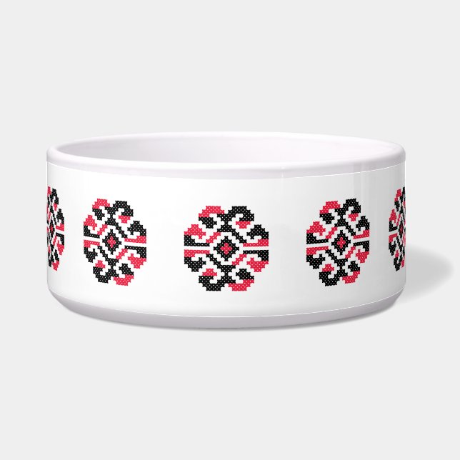Original Red and Black cross-stitch Pattern Bowl (Front)