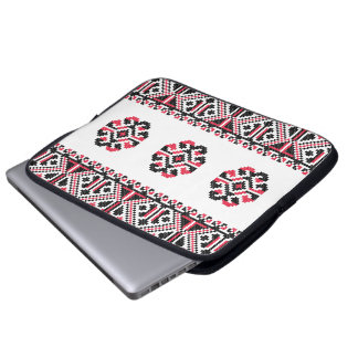 Original Red and Black cross-stitch Pattern Laptop Sleeve