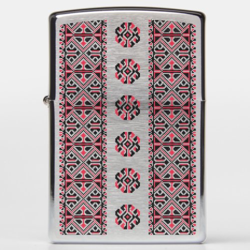 Original Red and Black cross_stitch Pattern Zippo Lighter