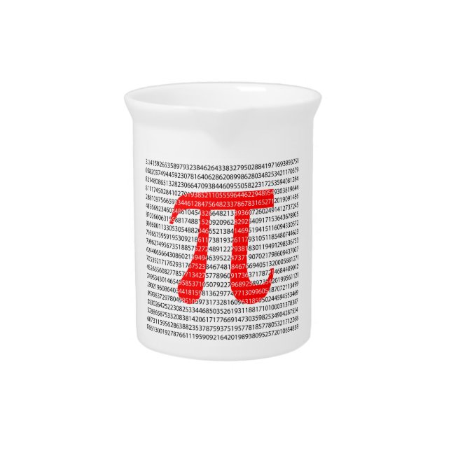 Original red number pi day mathematical symbol beverage pitcher (Front)