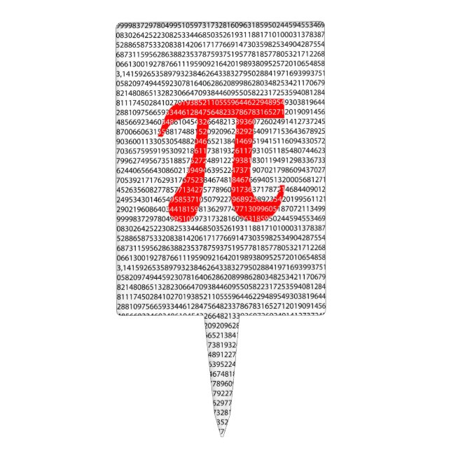 Original red number pi day mathematical symbol cake topper (Front)