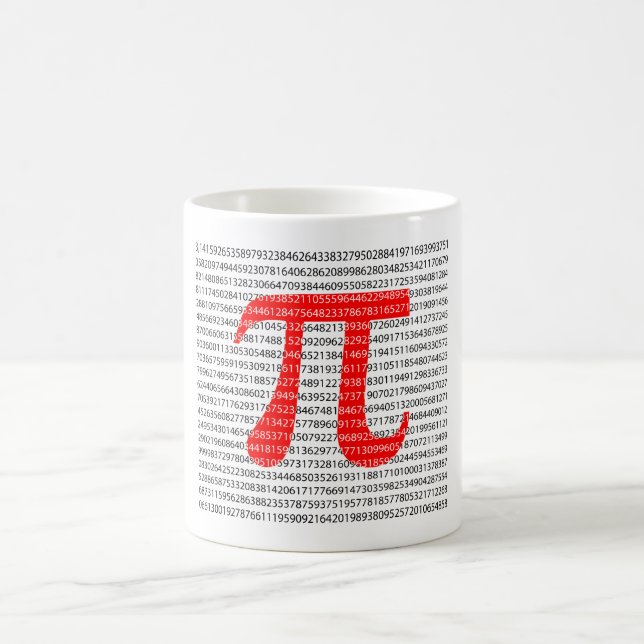 Original red number pi day mathematical symbol coffee mug (Center)