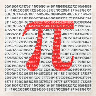 Original red number pi day mathematical symbol glass coaster