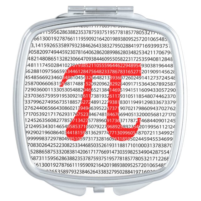 Original red number pi day mathematical symbol mirror for makeup (Front)