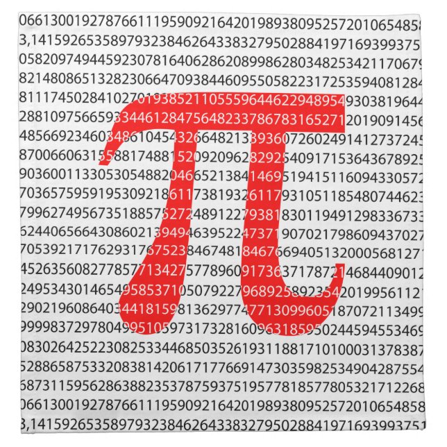 Original red number pi day mathematical symbol napkin (Front)