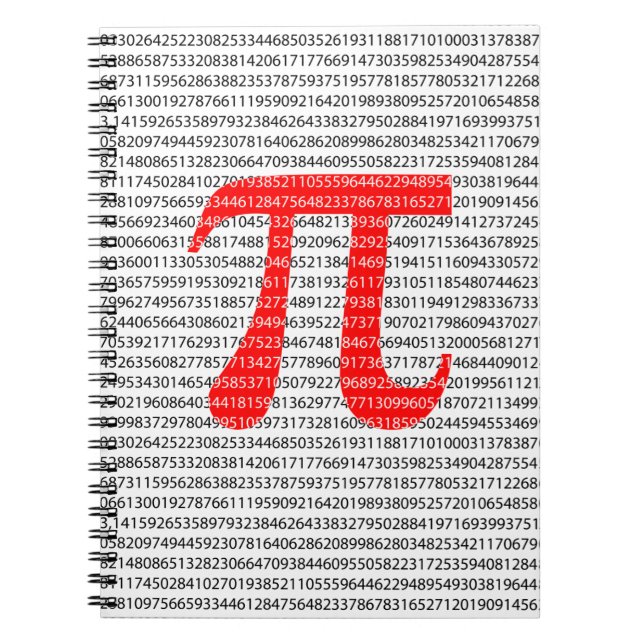 Original red number pi day mathematical symbol notebook (Front)