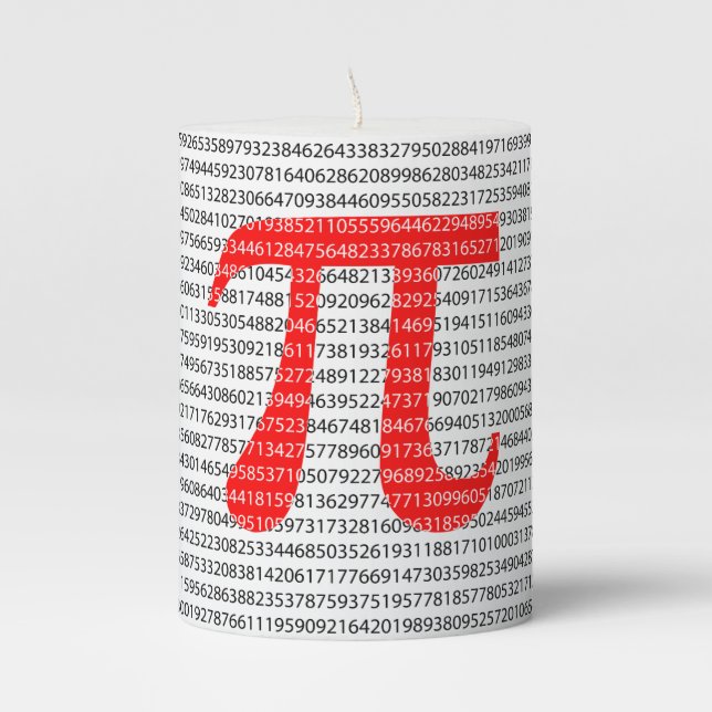 Original red number pi day mathematical symbol pillar candle (Front)