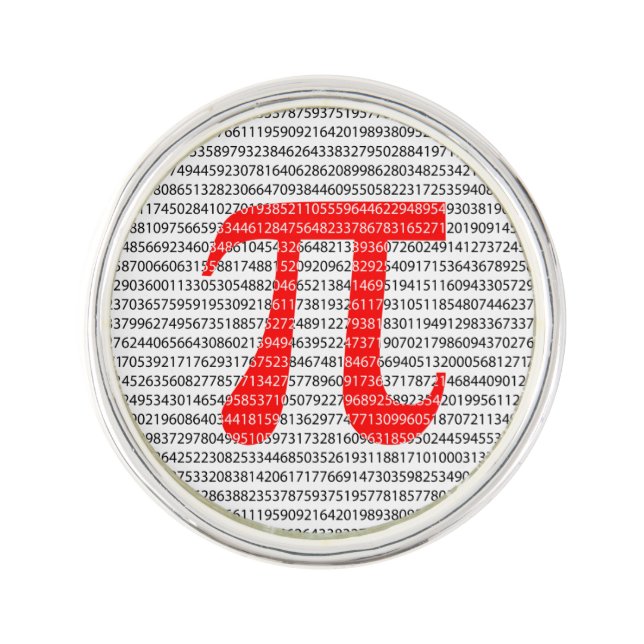 Original red number pi day mathematical symbol pin (Front)