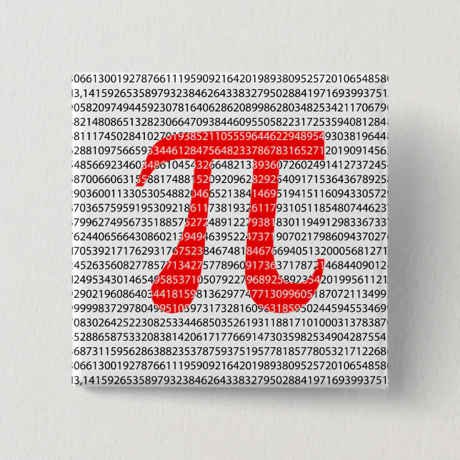 Original red number pi day mathematical symbol pinback button | Zazzle