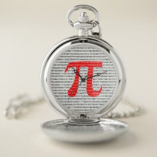 Original red number pi day mathematical symbol pocket watch