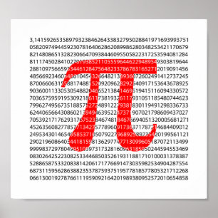 Original red number pi day mathematical symbol poster
