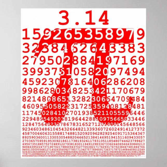 Original red number pi day mathematical symbol poster | Zazzle