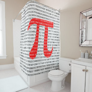 Original red number pi day mathematical symbol shower curtain