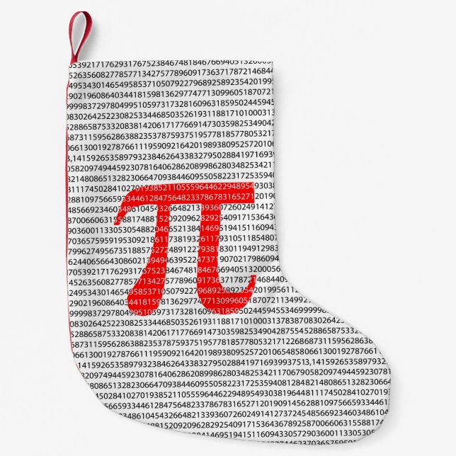 Original red number pi day mathematical symbol small christmas stocking (Front)