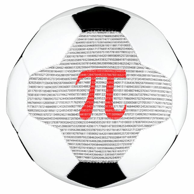 Original red number pi day mathematical symbol soccer ball (Front)