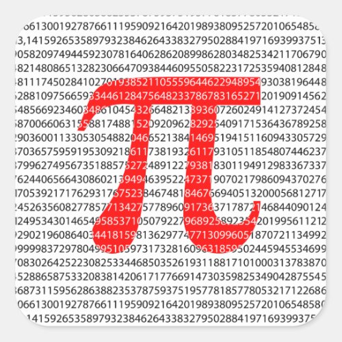 Original red number pi day mathematical symbol square sticker