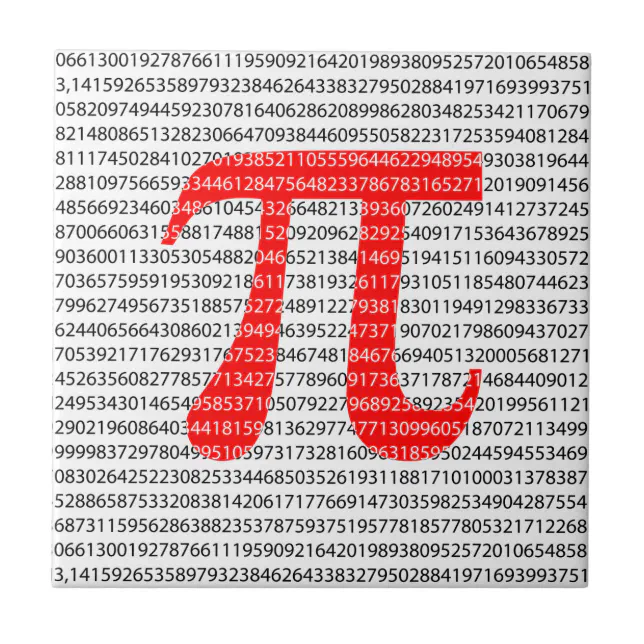 Original red number pi day mathematical symbol tile | Zazzle