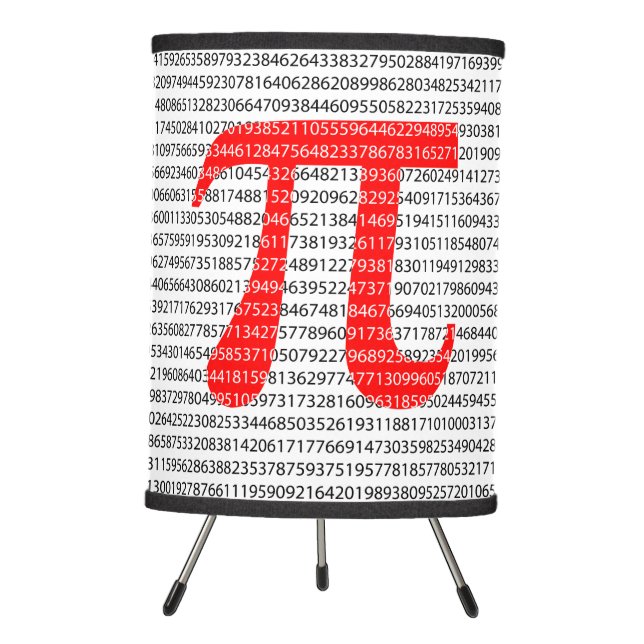 Original red number pi day mathematical symbol tripod lamp (Front)