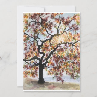 Original Red Tree Art on Blank Card
