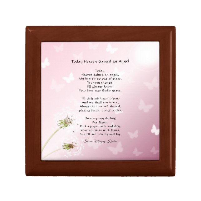 Original Remembrance Poem Pet Memorial Box (Front)