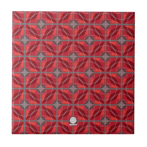 Original retro 60s circles and diamonds red tile