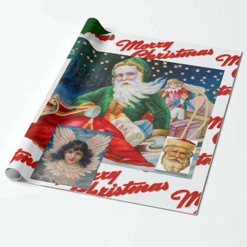 ORIGINAL RETRO CHRISTMAS COLLAGE WRAPPING PAPER