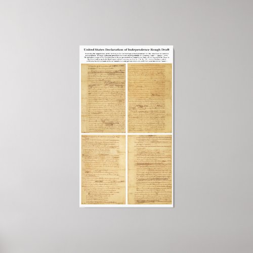 ORIGINAL Rough Draft Declaration of Independence Canvas Print