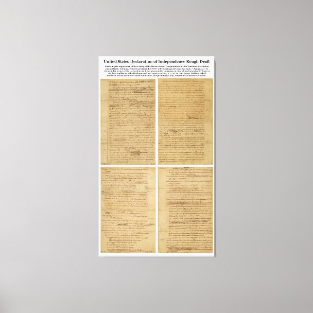 ORIGINAL Rough Draft Declaration of Independence Canvas Print (Front)