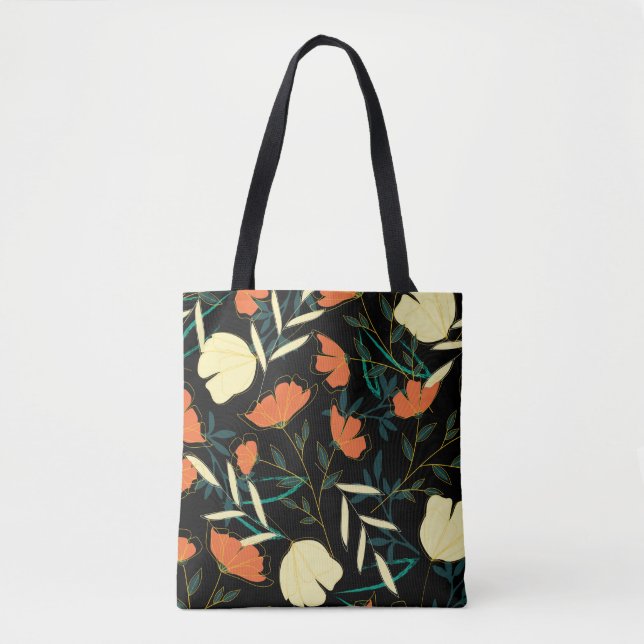 Original seamless pattern with bright tropical lea tote bag (Front)