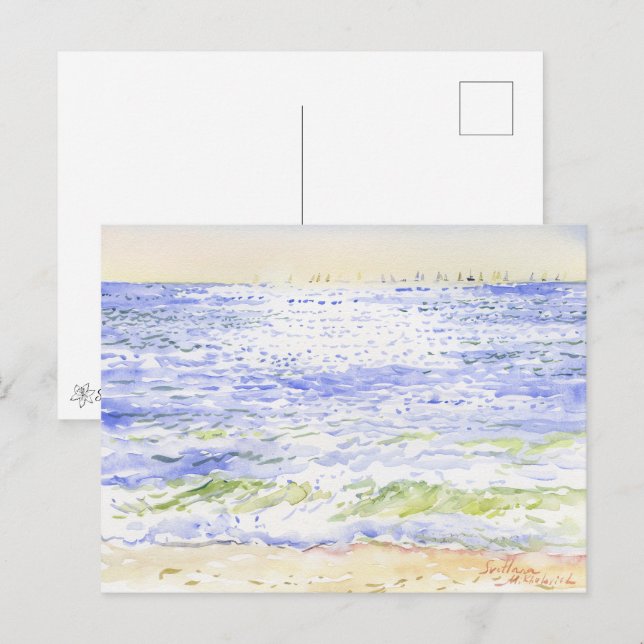 Original seascape by artist Sveta Mikhalevich Postcard (Front/Back)
