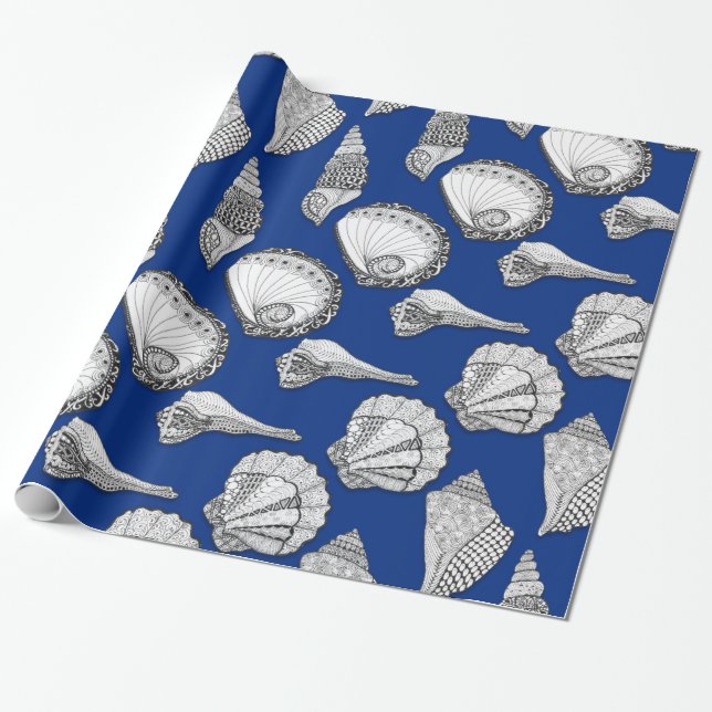 Original Seashell Collection Art Wrapping Paper (Unrolled)