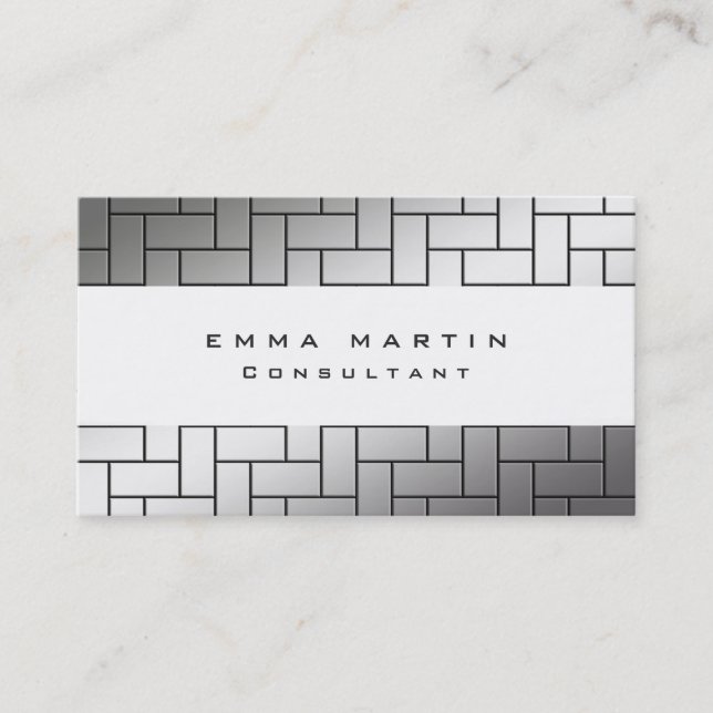 Original Silver Grey White Unique Trendy Creative Business Card (Front)
