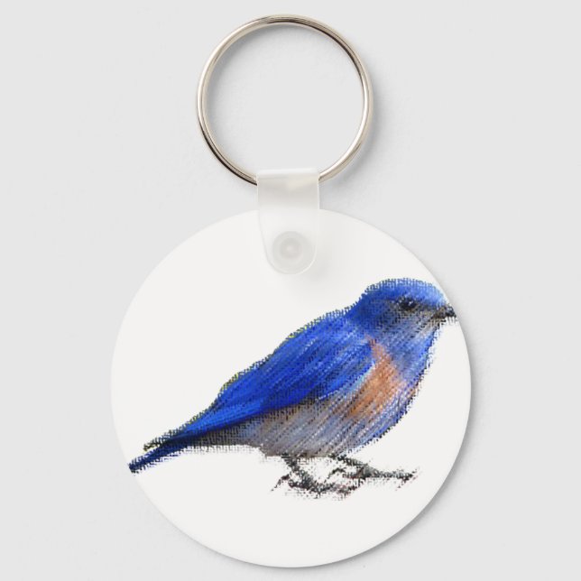 Original sketch of a blue bird (bluebird) keychain (Front)