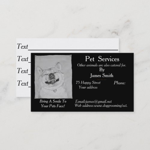 original smiling happy dog picture pet care business card