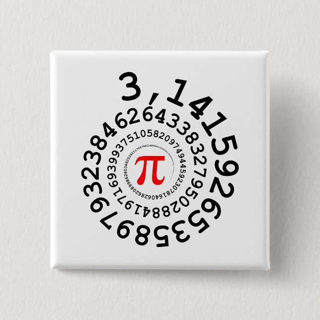 Original spiral of digits Pi number 3,14... Button (Front)