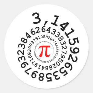 Original spiral of digits Pi number 3,14... Classic Round Sticker