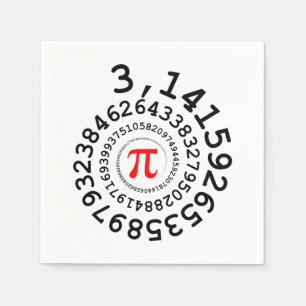 Original spiral of digits Pi number 3,14... Napkins