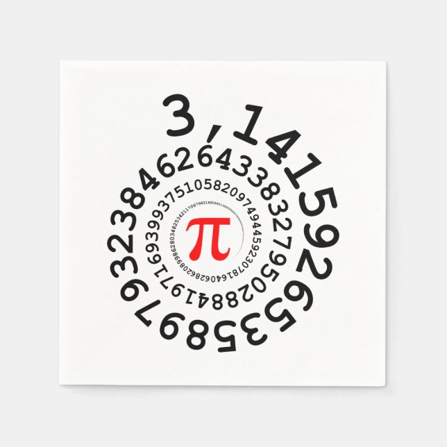 Original spiral of digits Pi number 3,14... Napkins (Front)