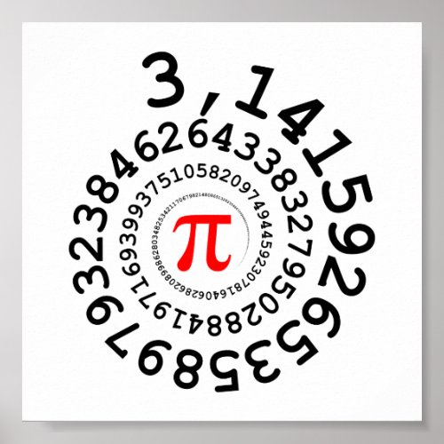 Original spiral of digits Pi number 314 Poster