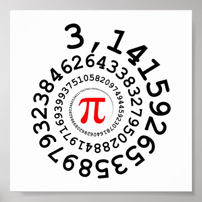 Original spiral of digits Pi number 3,14... Poster (Front)