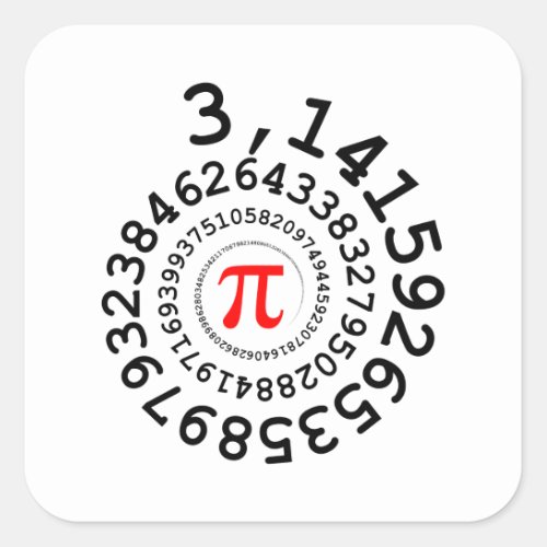 Original spiral of digits Pi number 314 Square Sticker