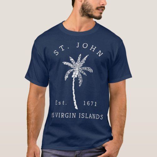 Original St John Virgin Islands Palm Tree Art T_Shirt