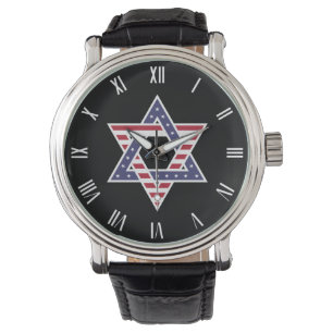 Original Star of David symbol stylised USA flag Watch