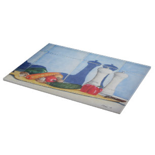 original still life painting of vegatables cutting board