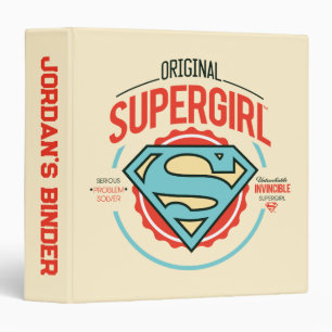 Original Supergirl Vintage Logo Badge 3 Ring Binder