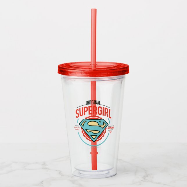 Original Supergirl Vintage Logo Badge Acrylic Tumbler (Front)