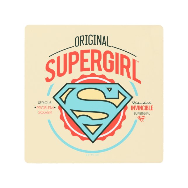 Original Supergirl Vintage Logo Badge Metal Print (Front)