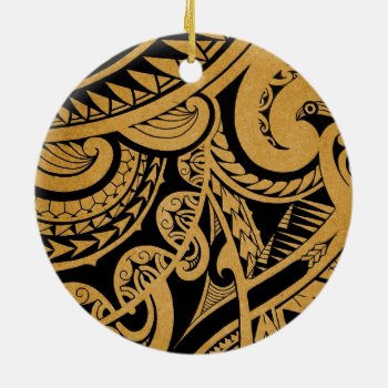 Original Tattoo Drawing On Wood Island Style Ceramic Ornament by MarkStorm at Zazzle
