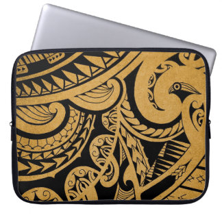 original tattoo drawing on wood island style laptop sleeve