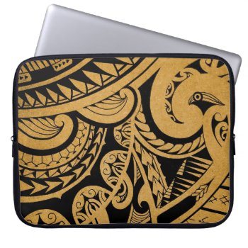 Original Tattoo Drawing On Wood Island Style Laptop Sleeve by MarkStorm at Zazzle